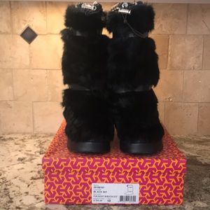 Tory Burch black fur boots size 10